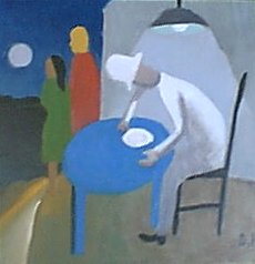 Man at Table, Couple and Sky