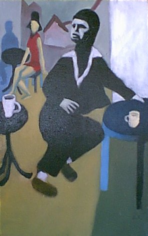 Man in Black Suit, Outdoor Café