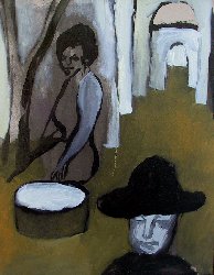 Man, Woman and Washtub with Arches